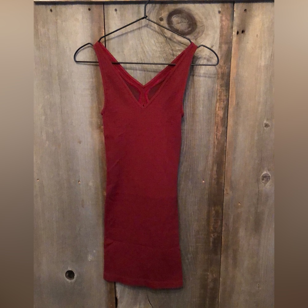 Free People Dress Burgundy Red Texture Ribbed Bodycon Slip Dress Size XS/S